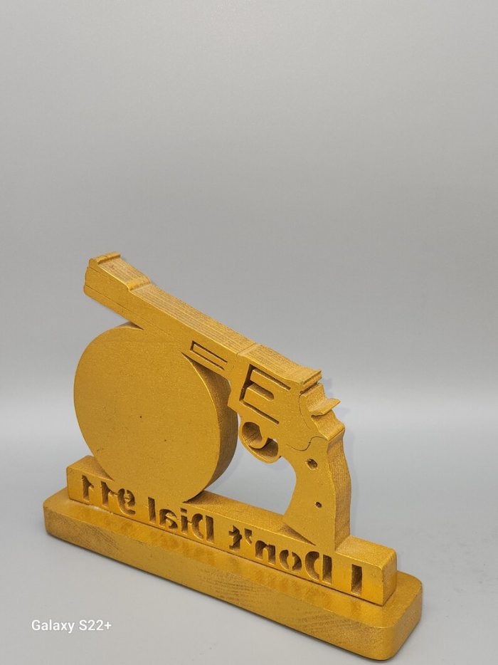 A yellow gun with the words " i do not own it ".
