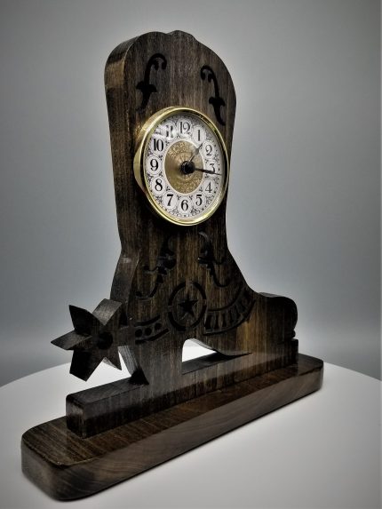 A wooden clock with a star on it